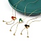 PVD Vacuum Plating 304 Stainless Steel Enamel Heart Pendant Necklaces, Rhinestone Tassel Necklaces for Women, Golden, Mixed Color, 24.61 inch(62.5cm)