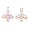 Brass Micro Pave Clear Cubic Zirconia Pendants, Cadmium Free & Nickel Free & Lead Free, Flower, Golden, 24x18.5x4.5mm, Hole: 2mm