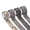 4Rolls 4 Style Polyester Ribbon, Leopard Print Theme Pattern, for Gift Wrapping, Floral Bows Crafts Decoration, Mixed Color, 1-1/2 inch(38mm), about 10yards/roll, 1roll/style