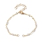 Brass & Natural Morganite Handmade Beaded Link Chain Bracelet Making, with Lobster Claw Clasp, Fit for Connector Charms, 6-1/4 inch(15.8cm)