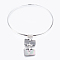 Black Lip Shell Pendant Necklaces, Choker Necklaces, Neck Wire Necklaces, with Brass Findings, Platinum, 5.1 inch(13cm)