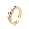 Brass Micro Pave Cubic Zirconia Open Rings, Enamel Evil Eye Cuff Rings for Women, Real 18K Gold Plated, Cadmium Free & Nickel Free & Lead Free, 4~5mm, Inner Diameter: US Size 6 3/4(17mm)