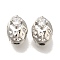 Brass Micro Pave Cubic Zirconia Beads, Oval, Platinum, 8.5x6x7mm, Hole: 1.6mm