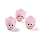 Handmade Lampwork Beads, Cat, Pink, 12~14x13~13.5x14mm, Hole: 2.3~2.6mm