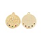 Brass Micro Pave Colorful Cubic Zirconia Pendants, Cadmium Free & Nickel Free & Lead Free, Flat Round with Eye Charms, Real 18K Gold Plated, 17x15x2mm, Hole: 1.2mm