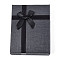 Cardboard Jewelry Necklace Boxes, with White Sponge, for Jewelry Gift Packaging, Rectangle with Bowknot, Black, 13x10x3.1cm, inside: 12.3×9.3cm.