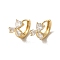 KC Gold Plated Brass Micro Pave Cubic Zirconia Hoop Earring, Flower, 12.5x10.5mm