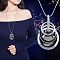Alloy Crystal Rhinestone and Dodger Blue Glass Pendant Long Necklaces, for Women, Silver, Ring, 35.04 inch(89cm)