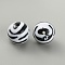 Opaque Resin Beads, Round with Zebra-stripe Pattern, Black, 19~19.5mm, Hole: 2.7mm