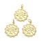Brass Micro Pave Clear Cubic Zirconia Pendants, with Jump Ring, Long-Lasting Plated, Flat Round with Human, Real 18K Gold Plated, 21x18x1.5mm, Jump Ring: 5x1mm, 3mm Inner Diameter