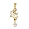 Brass Micro Pave Cubic Zirconia Pendants, with Glass, Moon with Star, Lead Free & Cadmium Free, Long-Lasting Plated, Rack Plating, Real 18K Gold Plated, 33x13x5mm, Hole: 3.8x3.5mm