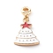Christmas Alloy Enamel Pendants, with Brass Tube Bails, Christmas Tree, Golden, 22x16x2mm, Hole: 3mm
