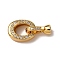 Brass Micro Pave Clear Cubic Zirconia Fold Over Clasps, Nickel Free, Oval, Real 18K Gold Plated, 24.5mm