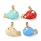 Brass Enamel Pendants, Fish Charms, Real 18K Gold Plated, Cadmium Free & Nickel Free & Lead Free, Mixed Color, 15.5x19.5x9mm, Hole: 4x2.5mm