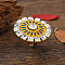 Bohemian Vintage Ethnic Alloy Rhinestone Finger Rings, Enamel Style Flower Finger Rings for Women, Gold,