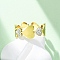 304 Stainless Steel with Rhinestone Finger Rings, Ion Plating(IP), Heart, Real 18K Gold Plated, 8mm, Inner Diameter: 17mm