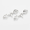 Tibetan Style Alloy Links Connectors, Heart with Foot Print, Cadmium Free & Lead Free,, Antique Silver, 34x12x2mm, Hole: 1.5mm