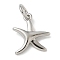 Rack Plating Brass Pendants, Long-Lasting Plated, Lead Free & Cadmium Free, Starfish Charms, Platinum, 11.5x10.5x1.5mm, Hole: 3mm