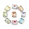 Brass Glass Rhinestone Sew on Rhinestones, Rectangle, Faceted, Mixed Color, Platinum, 10.5x8x6mm, Hole: 0.8mm
