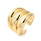 Three-layer Brass Open Cuff Rings for Women, Cadmium Free & Lead Free, Golden, 20.5mm, Adjustable