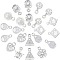 Mixed Shapes Alloy Charms, with Cubic Zirconia, Clear, Platinum, 11~14x7~11x5~6mm, Hole: 1~1.5mm, 100pcs/box