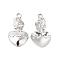 Non-Tarnish 304 Stainless Steel Pendants, Heart Charms, Stainless Steel Color, 27x15.5x3mm, Hole: 3mm
