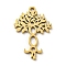 201 Stainless Steel Pendant, Laser Cut, Golden, Tree, 18x12x1mm, Hole: 1.2mm, 5pcs/bag
