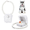 SUPERFINDINGS Pearl Wedding Dog Collar with Ring Box Cat Collar White Velvet Ring Box Wedding Ring Holder with Pet Collar Rhinestone Couple Ring Bearer Box for Proposal Engagement Wedding 13inch