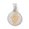 304 Stainless Steel Pendants,  Flat Round with Saint Benedict, Golden & Stainless Steel Color,17x15x1mm, Hole: 4mm