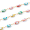 304 Stainless Steel Link Chains, with Enamelled Sequins, Soldered, Oval and Eye, Golden, 4.3x11x3mm