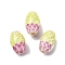 Two Tone Handmade Lampwork Beads, Oval with Scale Pattern, Flamingo, 16.5~18.5x10.5~11.5mm, Hole: 2.5mm