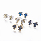 Brass Stud Earrings, with Druzy Resin Cabochons, Cross, Mixed Color, 14x11x4~6mm, Pin: 0.8mm
