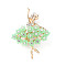 Ballet Dancer Girl Alloy Resin Brooches for Backpack Clothes, with Rhinestone, Aquamarine, 50x35mm