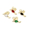 Real 16K Gold Plated Brass Micro Pave Cubic Zirconia Pendants, Cadmium Free & Lead Free, with Jump Ring, Hummingbird Charms, Mixed Color, 13x11.5x3mm, Hole: 3.5mm