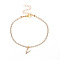 Fashionable and Creative Rhinestone Anklet Bracelets, English Letter V Hip-hop Creative Beach Anklet for Women, Golden