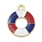 Independence Day Alloy Enamel Pandants, Golden, Round, 18.5x15x1.5mm, Hole: 1.8mm