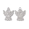 Non-Tarnish 304 Stainless Steel Pendants, Angel Charms, Stainless Steel Color, 24x19x2mm, Hole: 3mm, inner diameter: 5mm