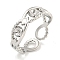 Tarnish Resistant 304 Stainless Steel Open Cuff Ring Components, Rhinestone & Pad Ring Setting, Stainless Steel Color, Tray: 2x1.5mm, Fit for 2mm Rhinestone, Adjustable