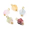 Two Tone Spray Painted Transparent Acrylic Pendants, with Iron Finding, Flower, Golden, 18x12x8.5mm, Hole: 2~2.5mm