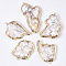 Natural Baroque Pearl Keshi Pearl, Cultured Freshwater Pearl Big Pendants, with Brass Loops, Nuggets, Edge Golden Plated, Seashell Color, 44.5~63x32~34.5x7~11mm, Hole: 1.8mm