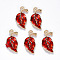 Alloy Enamel Pendants, Leaf, Light Gold, Red, 20x10x2mm, Hole: 1.6mm