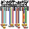 Iron Medal Hanger Holder Display Wall Rack, 3-Line, with Screws, Black, Gymnastics, 150x400mm, Hole: 5mm
