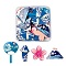 24Pcs 4 Style Acrylic Pendants, 3D Printed, Volcano & Kimono & Fan & Flower, Mixed Color, 6pcs/style