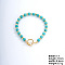 Fashionable Korean Style Brass Synthetic Turquoise Bracelets, Round, 6-3/4 inch(17cm)