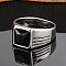 Fashionable 304 Stainless Steel Cubic Zirconia Finger Rings for Men, Punk Style, Rectangle, Black, US Size 7(17.3mm)