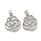 Brass Micro Pave Clear Cubic Zirconia Pendants, Cadmium Free & Nickel Free & Lead Free, with Shell, Flower, Platinum, 18x15x4mm, Hole: 5x3mm