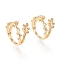 Adjustable Brass Micro Pave Clear Cubic Zirconia Cuff Rings, Open Rings, Long-Lasting Plated, Leafy Branches, Real 18K Gold Plated, US Size 6(16.5mm)