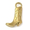 304 Stainless Steel Pendants, Cowboy Boots Charms, Real 18K Gold Plated, 21.5x12.5x4mm, Hole: 2.8x3mm