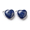 Natural Lapis Lazuli Pendants, Heart Charms with Platinum Tone Brass Findings, 15~16x16~16.5x7.5mm, Hole: 2.5~4x4~7mm