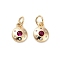 Brass Micro Pave Cubic Zirconia Pendants, Real 14K Gold Plated, Flat Round, 10x7.5x2mm, Hole: 3.5mm